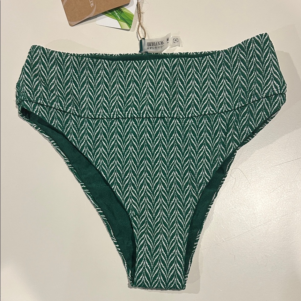 Green Chevron High waisted Bikini bottom